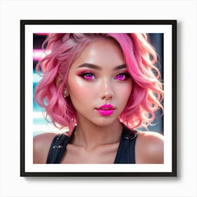 Pink Haired Girl cv Art Print