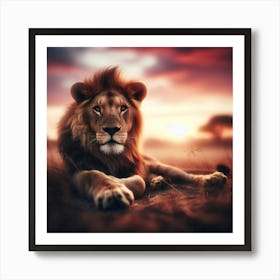 Lion At Sunset 1 Art Print