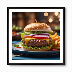 Hamburger On A Plate 106 Art Print