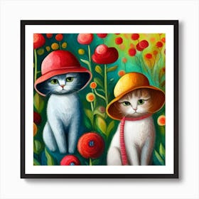 Adorable Kittens In Hats Art Print