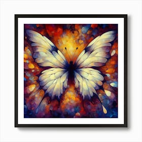 Modern Art Butterfly Over Abstract Art Print