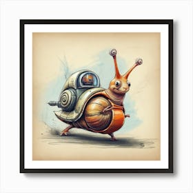 Snail Robot Art Print