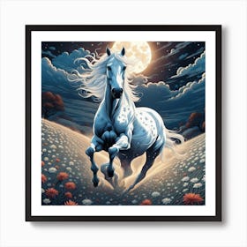 Horse In The Moonlight Art Print