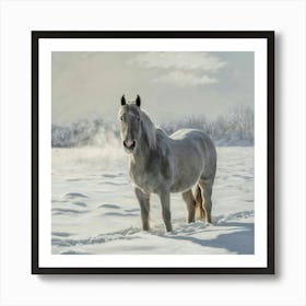 White Horse In The Snow 11 Art Print