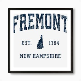 Fremont New Hampshire Nh Vintage Athletic Navy Sports Design Art Print