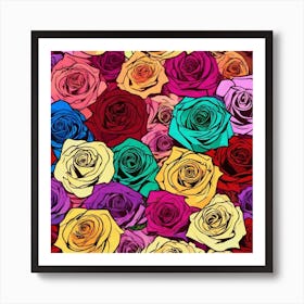 Roses Seamless Pattern 7 Art Print