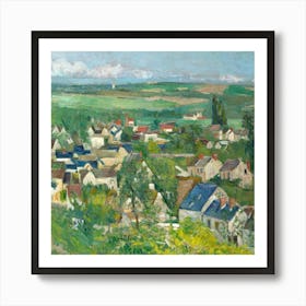 View Of A Village Oil Painting Landscape Illustration Art Print