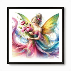 Fairy With Flowers Poster