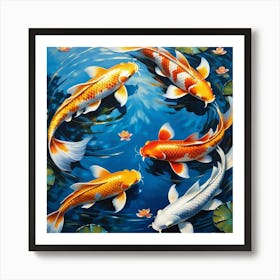The Mesmerizing Dance Of Koi Fish Art Print