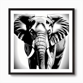 Elephant Black and White Vector, 1353 Art Print