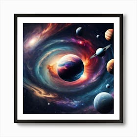 Space Galaxy With Planets Art Print