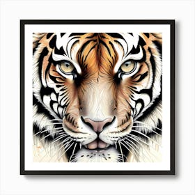 Detailed Tiger Face Portrait Art Print