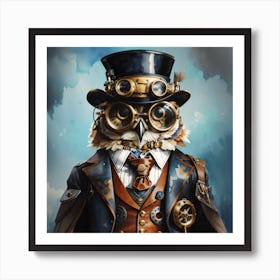 Dreamshaper V7 Steampunk Watercolor Owl Character Wearing A To 0 Art Print