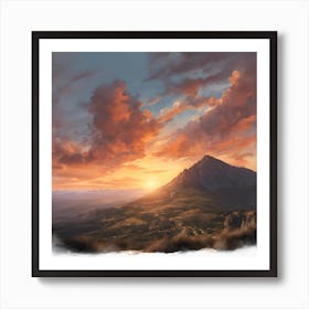 Sunset Over The Mountains Art Print