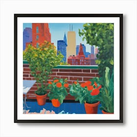 Rooftop Garden New York Series. Style of David Hockney 1 Art Print