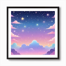 Sky With Twinkling Stars In Pastel Colors Square Composition 38 Art Print