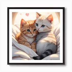 Cute love cats Art Print