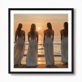 Bridesmaids At Sunset Art Print