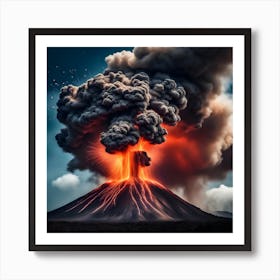 An artistic image of a volcano exploding violently. Art Print