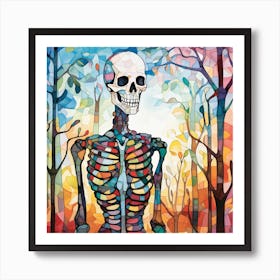 Skeleton In The Woods 3 Art Print