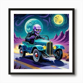 Skeleton In A Car 5 Art Print