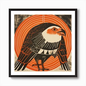 Retro Bird Lithograph Hawk 1 Art Print