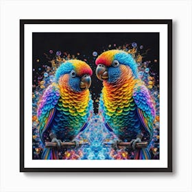 Rainbow Parrots Art Print