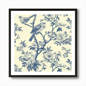 Blue Toile Wallpaper Art Print