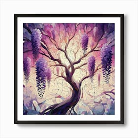 Abstract Puzzle Art Wisteria tree 1 Art Print