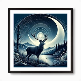 Deer In The Woods 1 Art Print