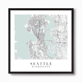 Seattle Washington Street Map Minimal Color Square Art Print