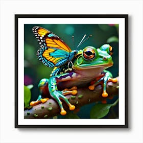 Frog With Butterfly Art Print