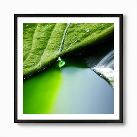 Water Drop On Green Leaf Art Print