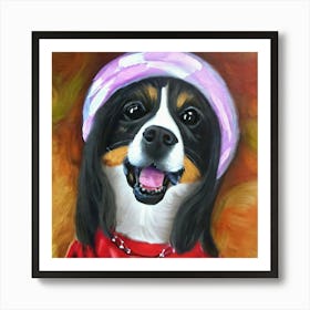 Cute Dog In A Costume Painting Art Print