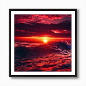 Sunset In The Ocean 3 Art Print