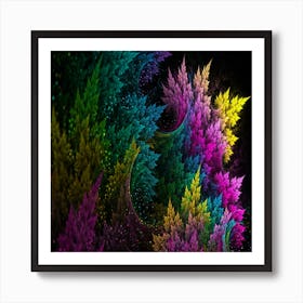 Multicolored Tree Painting Colorful Fractal Abstract Multi Colored Art Print