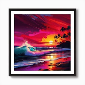 Sunset At The Beach 232 Art Print