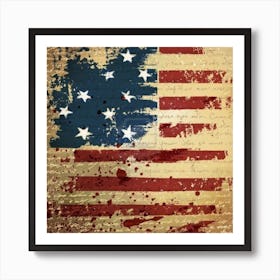 Independence Day Background Abstract Grunge American Flag Art Print