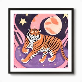 Tiger On The Moon Art Print