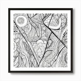 Doodles In Black And White Line Art 5 Art Print 1 1 Art Print