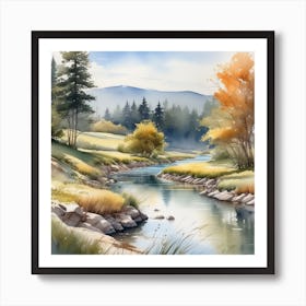 Watercolor Of A River 7 Art Print