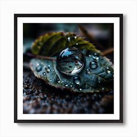 Water Drop On A Leaf Art Print