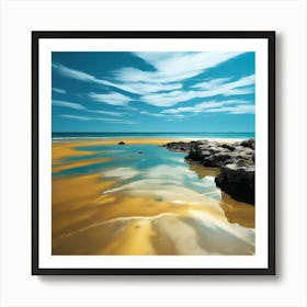 The Turquoise Sea and Golden Sands of Rocky Beach 1 Art Print