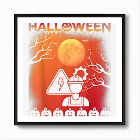 Halloween Themed Vintage Style Electrician Halloween Holiday Art Print