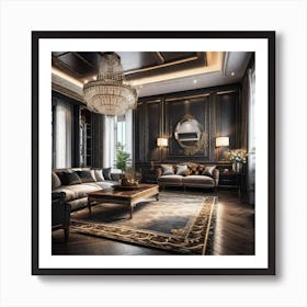 Black And Gold Living Room 3 Art Print