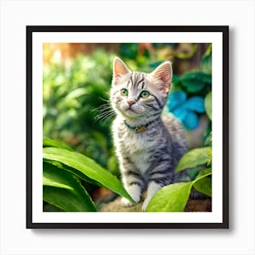 Kitten In The Garden Art Print
