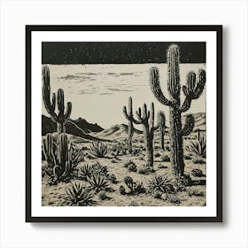 Cactus In The Desert 1 Art Print