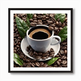 Coffee Cup On Coffee Beans 10 Art Print