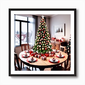 Christmas Tree In Dining Room Art Print