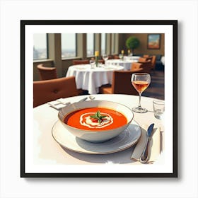 Soup In A Restaurant Art Print